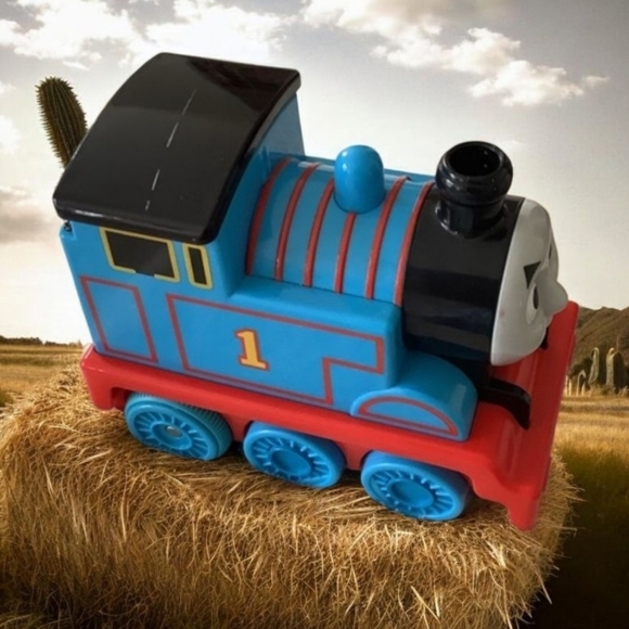 Thomas the tank push toy in good condition blue red and black train - Picture 2 of 9